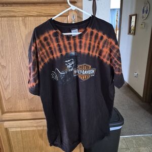Harley-Davidson Black and Orange Tie-Dye T-Shirt